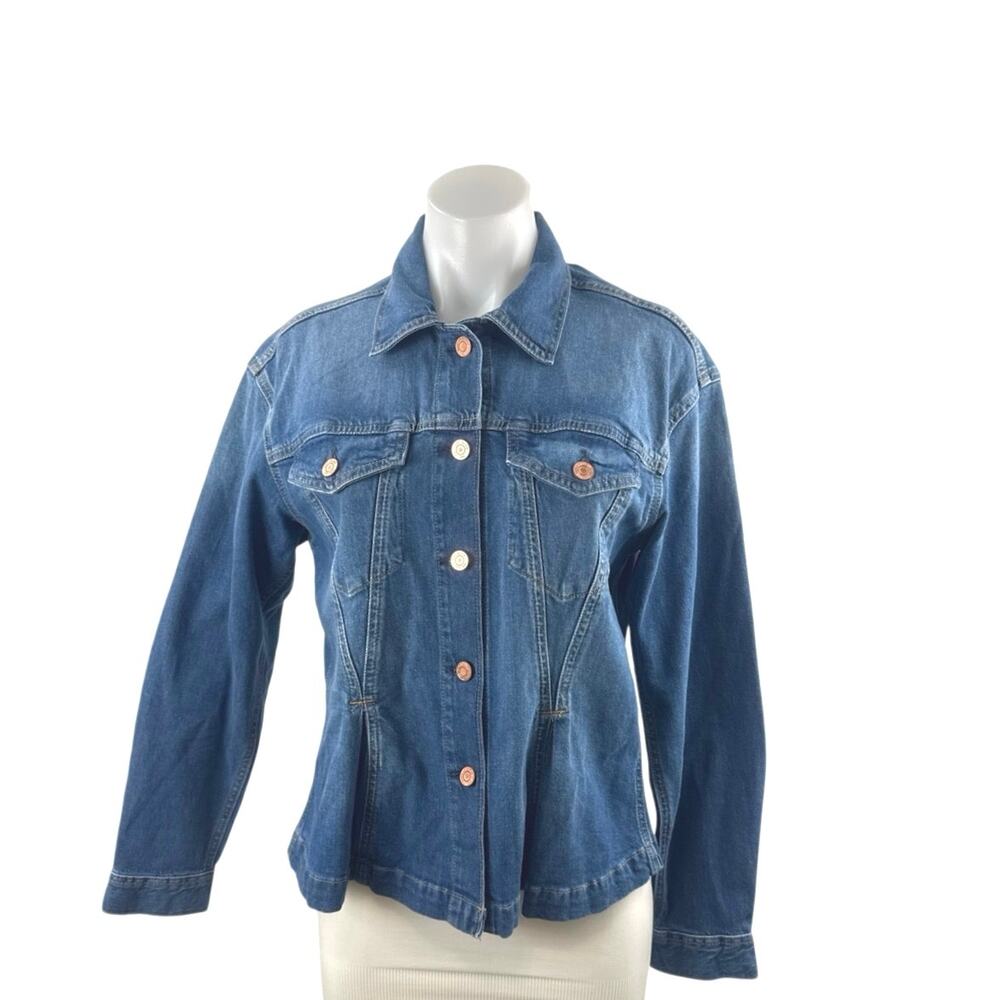 GAP Womens Blue Collared Long Sleeve Button Down Shirt Trucker Coat Jacket Top M